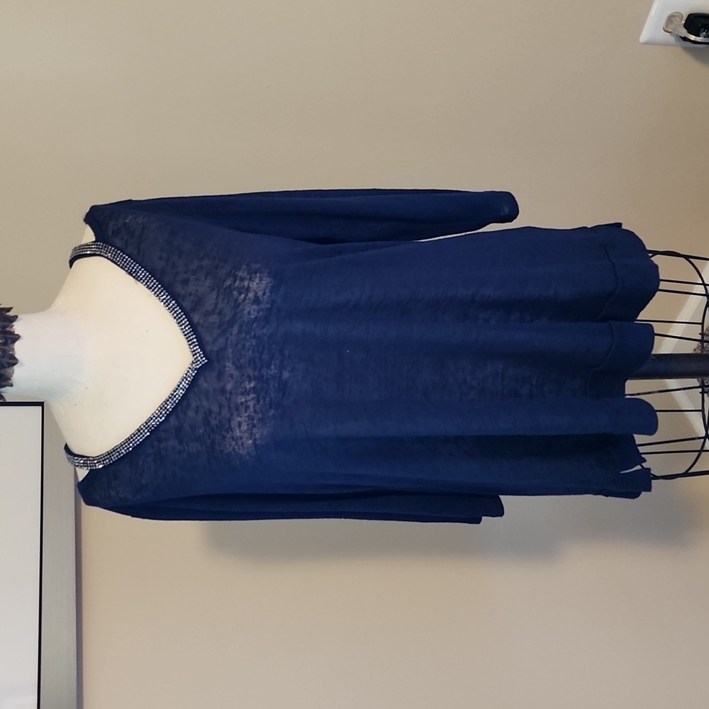 Navy rhinestone peek shoulder knot top Juicy Couture